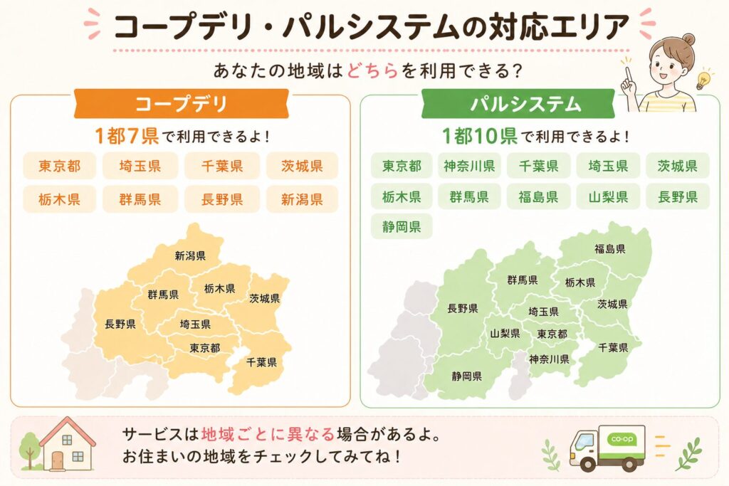 コープデリ パルシステム 比較 対象地域